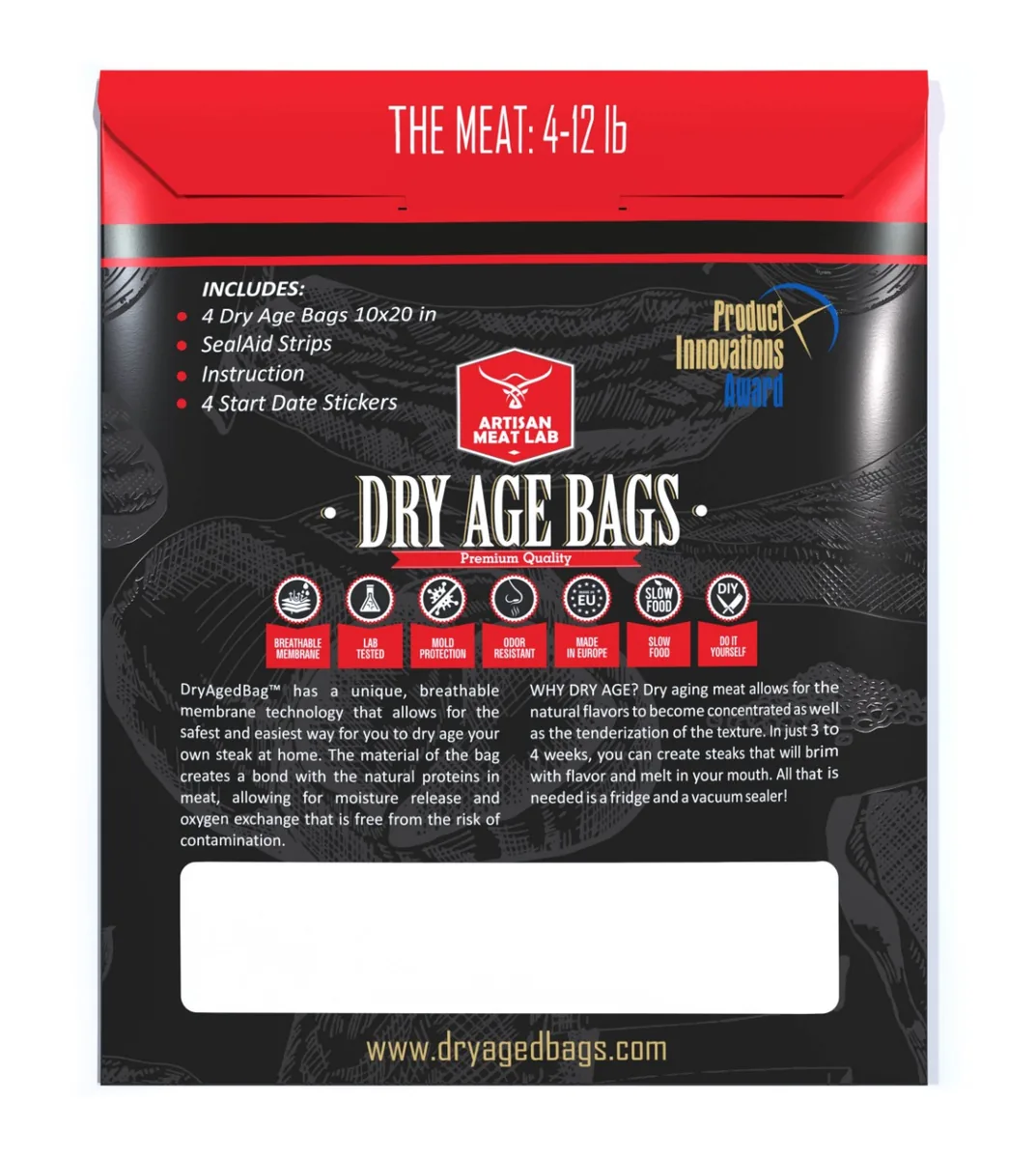 DryAgeBags Dry Age Bags for Meat Medium 10x20 in Kit dry-aging bags