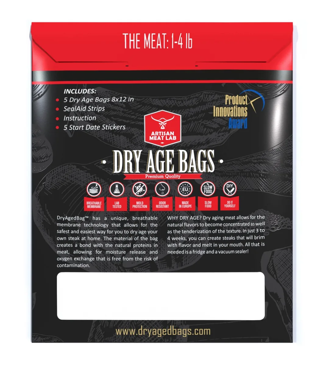 DryAgeBags Dry Age Bags for Beef Small 8x12 in Kit dry-aging bags